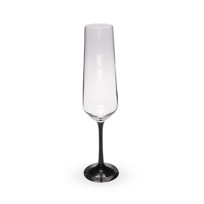 FAUCHON – 6 Champagne flutes with black stem, 200 ml