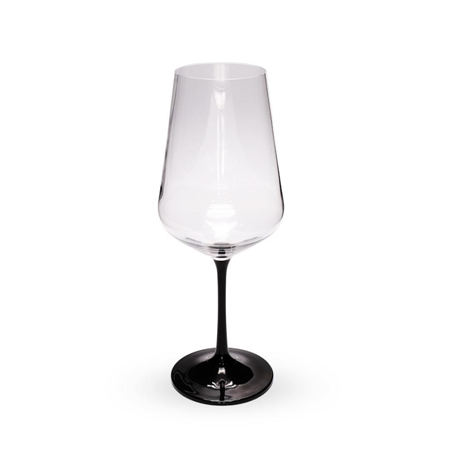 FAUCHON - 6 Wine Glasses with Black Stem 450ml